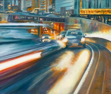 Bristol Street Underpass - Birmingham Cityscape Oil Painting by Julie Swinsco
