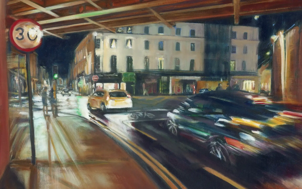 Leamington Intersection an original oil painting by Julie Swinsco