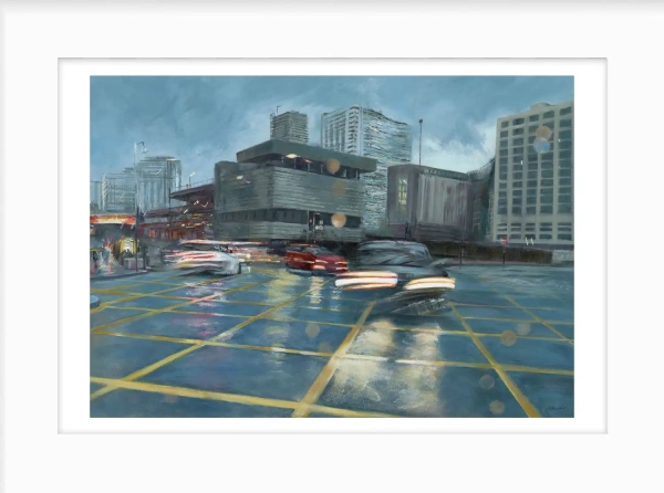 Nocturn Intersection III Giclée Print by Julie Swinsco. Limited edition Birmingham city print, signed and mounted ready for framing.
