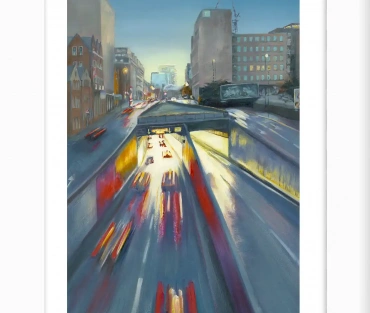 Limited edition Queensway Underpass Giclée Print by Julie Swinsco. Hand-signed, mounted, and ready to frame. Edition of 50.