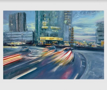 Radisson Blu Giclée Print by Julie Swinsco. Limited edition Birmingham cityscape print, signed and mounted ready for framing.
