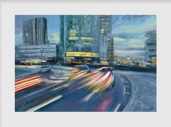 Radisson Blu Giclée Print by Julie Swinsco. Limited edition Birmingham cityscape print, signed and mounted ready for framing.